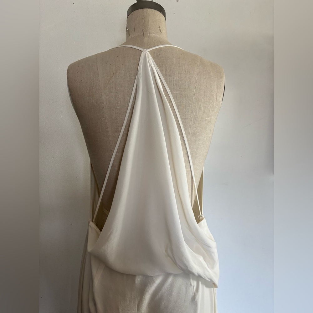 STAUD Machu Silk Cream V-Neck Spaghetti Strap Slip Maxi Dress - Picture 7 of 10